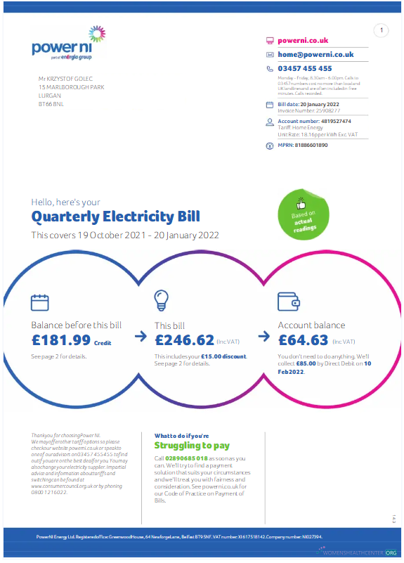 download download UNITED KINGDOM POWER NI utility bil Word and PDF template PDF template PDF template